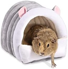BUCATSTATE Cama de Conejillo de Indias, Invierno Cálido Acogedor Casa Escondite, Jaula Nido Accesorios para Enano Conejo Conejito Hurón Hámster Chinchilla Erizo