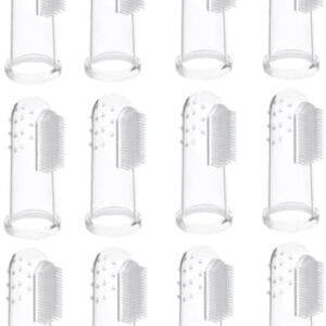 Zhjuju Cepillo de Dientes Dedos para Perros,12pcs Cepillo de Dientes Suave del Animal Doméstico del Silicón Cepillo de Dientes Dedo del para Mascotas Suave Cuidado de los Dientes de Perro y Gato