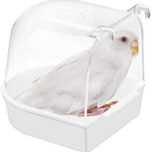Xiumeso Bañera para Pájaros con Diseño de Jaula para Pájaros,Accesorios para Pájaros,Suministros para Jaulas de Pájaros con Ganchos,Comederos para Pájaros Pequeños,Canarios y Periquitos
