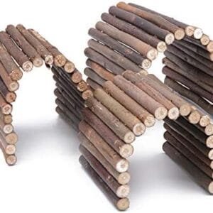 Wudong 3 unidades de escalera de madera para masticar, escondite, valla de casa, escalera flexible para hámster, reptil, lagarto, tortuga, erizo, animales pequeños para masticar