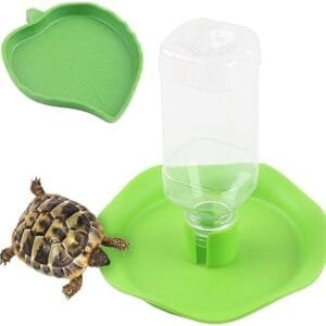 Taozoey Bebedero para Reptiles, 2 Unidad Juego de Tazones de Agua de Tortuga, Reptil Bebiendo Agua + Cuenco de Comida, Accesorios para Reptiles para Tortuga, Lagarto, Hámster, Serpiente