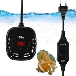 CJBIN 100W Calentador Acuario, Calentador Pecera con Pantalla de Temperatura, Ajustable Termostato Acuario para Acuarios, Depósitos de Peces, Tortugas Marinas (75L)