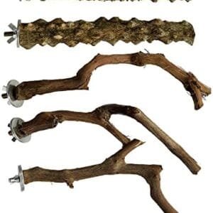 Allazone 5 Pz Soportes Perchas Pájaros, Perchas de Madera Natural para Pájaros, Perchas Madera para Pajaros, Madera de UVA Salvaje para Jaulas de Pájaros para Cacatúas, Periquitos y Pinzones