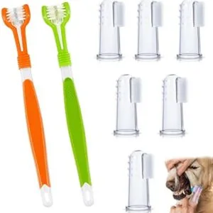 8 Piezas Cepillos de Dientes para Perros, Cepillo de Dientes Dedo del para Mascotas de Silicona Suave, Cuidado de los Dientes de Perro y Gato, para Mayoría Animales Domésticos Pequeños
