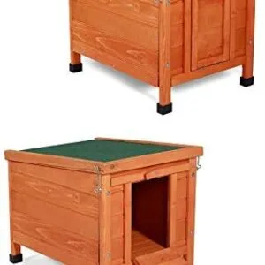 lionto Conejera de Madera caseta Exterior para Mascotas pequeñas cobertizo 43x43x52 cm