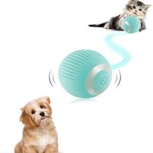 JINGSHUBO Bola de juguete interactiva para gatos, juguete inteligente recargable por USB, para gatos con luz y kit de bolas autorroscante regalo (azul)