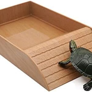 BREUAILY Cuenco de Comida de Tortuga Grande de plástico para Tortugas Reptiles con rampa y Plataforma Solar, para Tortugas Reptiles, forraje para Tortugas lagartos (A)