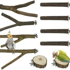 Allazone 10 Pz Perca de Pájaro, Perchas Naturales para Pájaros Pájaro de Madera Soporte de Perca, Juguetes para Pajaros Juguetes para Masticar Loros para Masticar Loros, Periquitos, Cacatúas