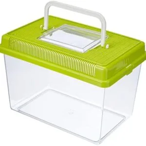 Ferplast Acuario de plástico para peces GEO MEDIUM Tanque de 2,5 L, Acuario terrario insectos y tortugas, Plástico, Rejillas de ventilación, Asa para el transporte, 23,2 x 15,3 x h 16,6 cm Verde