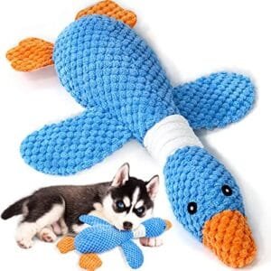 Vitscan Juguetes indestructibles mejorados de ganso para perros masticadores agresivos, razas pequeñas, medianas y grandes, juguetes chirriantes para perros, juguetes de peluche para masticar