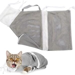 KGDUYC Cuidado de Las uñas para Gatos,Bolsa de baño para Gatos Bolsa de Lavado para Gatos Bolsa de fijación para Gatos y Perros Bolsa de baño Belleza (20 Pulgadas * 12,5 Pulgadas)