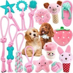 VIPNAJI 15 Mordedor Peluche para Cachorro Perros Pequeños/Grandes, Juguetes Interactivos, Durable Masticable, algodón Natural
