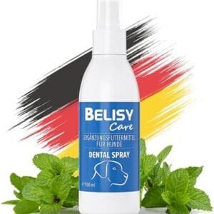 BELISY Spray dental para perros – 100 ml – Cuidado dental Spray contra sarro y mal aliento – Spray dental con menta – Eliminador de sarro