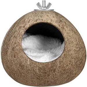 POPETPOP Nido de Pájaros de Cáscara de Coco- Nido de Pájaro de Cáscara de Coco Natural Mantener Caliente Jaula de Cabaña para Mascotas Periquitos Loros Periquitos