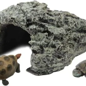 Cueva de escondite de peces, acuarios de cuevas de tortugas, plataforma de resina de alta simulación de tortuga de arrastre reptil ocultar casa hábitat refugio decoración adorno para acuario(S)
