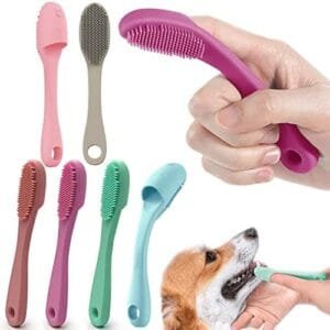 Paquete de 6 cepillos de dientes de dedo hechos de silicona para cuidado dental y fácil limpieza de perro y gato