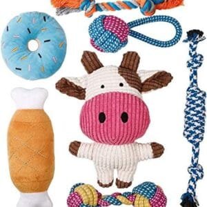 Toozey Juguetes Interactivos para Cachorros, Perros Pequeños, Grandes - 7 Mordedor Peluche algodón Natural