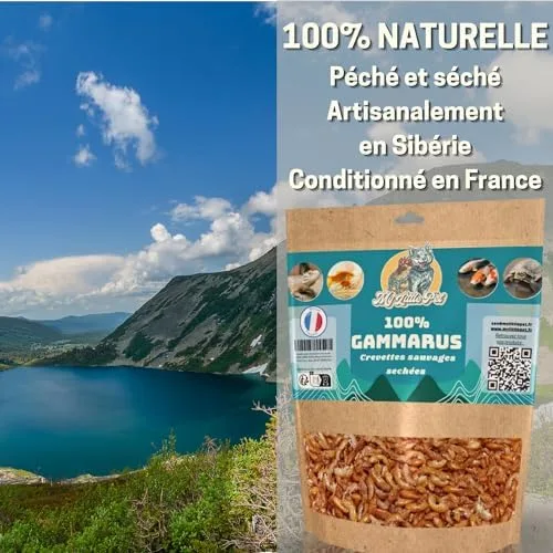 50g Gammarus | Proteínas +42% | Comida para Tortuga, Kui, Pescado, Reptiles | Camarón de Agua Dulce Seca | Bolsa resellable | Suplemento alimenticio Naturaleza | Marca Francesa - Image 5