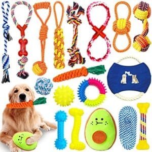JOTOL 18pcs Juguete para Morder para Perro, Juguete Interactivo,Algodón Cuerda para Cachorros para Limpiar los Dientes Adecuado para Pequeño y Mediano
