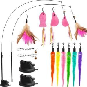 Juguete Intercativo de Pluma con Ventosa para Gato,