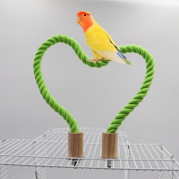 Dnoifne Paquete de 2 columpios de cuerda de cáñamo para pájaros, accesorios de poste de soporte para jaula de pájaros, perca de escalada de pie para loro, periquito, periquitos y tortolitos - Image 3