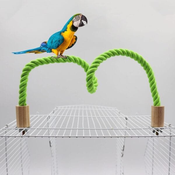 Dnoifne Paquete de 2 columpios de cuerda de cáñamo para pájaros, accesorios de poste de soporte para jaula de pájaros, perca de escalada de pie para loro, periquito, periquitos y tortolitos - Image 4