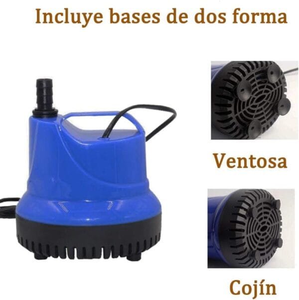 Homvik Bomba de Agua Sumergible 3000L/H 60W con 3 Boquillas Bomba de Agua para Fuente Acuario Estanque Pecera Ultra Silencioso Circulación de Agua Dulce y Marino 3.5m de Altura - Azul - Image 5