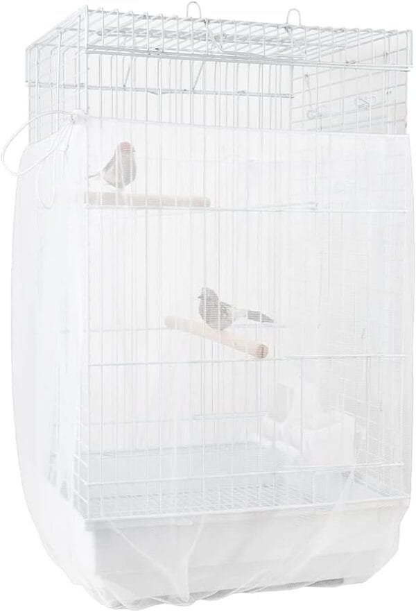 Cubierta de Malla para Pájaros, Furpaw Falda de Jaula de Nailon Universal Ajustable Suave, Grande Protector de Semillas Adecuado para Pájaros Loro Canario Gris Africano Agapornis