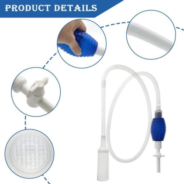 Geoyien Limpiafondos Acuario, Limpieza Acuario, Sifonador Acuario, Kit de Limpieza de Acuarios y Peceras, Sifón y 5 Herramientas de Limpieza, Fácil de Desmontar, para Cambios de Agua y Limpieza - Image 6