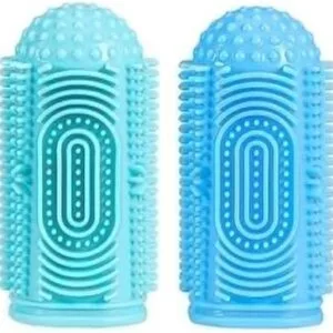 4pcs 360° Silicone Pet Finger Dog Toothbrush, Cepillo de Dientes con Dedo para Perros y Gatos con Estuche para el Cuidado Dental de Perros y Gatos, Set de 4 Cepillos de Dientes con Dedo de Silicona