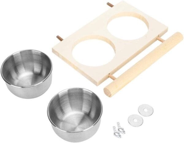 Gancon - Cuenco de alimentación para Loro, Cuenco de alimentación para pájaros de Acero Inoxidable, comedero de Agua para Loro, Accesorio de Jaula con Soporte, para pájaros de compañía (Doble Cuenco) - Image 8