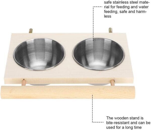 Gancon - Cuenco de alimentación para Loro, Cuenco de alimentación para pájaros de Acero Inoxidable, comedero de Agua para Loro, Accesorio de Jaula con Soporte, para pájaros de compañía (Doble Cuenco) - Image 6