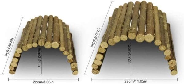 Geggur Escalera de Madera Hamster Chew Bridge Puente para hámster Loro pájaro Madera Juguete,Natural Living Escalera para Hamsters para Reptil Lagarto Tortuga Erizo Pequeño Animal Masticar Juguete - Image 3