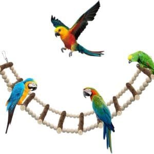 PHIEZC Juguetes para pájaros, escaleras de Madera, Juguetes para periquitos, Accesorios para jaulas para periquitos, cacatúas, cacatúas (Escalera de 10 Secciones, 64 cm)