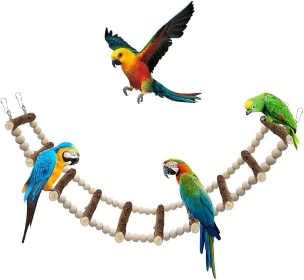 PHIEZC Juguetes para pájaros, escaleras de Madera, Juguetes para periquitos, Accesorios para jaulas para periquitos, cacatúas, cacatúas (Escalera de 10 Secciones, 64 cm)
