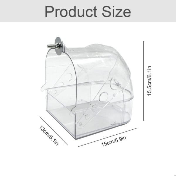 mongtsamz N-D Bañera para pájaros, Loros, bañera, comedero Colgante, Jaula para pájaros, Accesorio para, para pequeños pájaros, pinzones, periquitos, Canarios, Loro, Transparente, 15,5 x 13 x 15,3 cm - Image 2