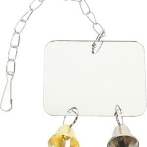 PATKAW Pájaro espejo accesorio para pájaros, accesorios para jaulas de pájaros, espejo periquito para jaula, espejo de pájaro, con campana, jaula de pájaros, espejo para periquitos, juguetes, loros,