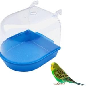 Gativs Bañera para Pájaros Jaula Pequeña Bañera con Gancho Bañera Colgante Jaula Baño Enjaulados Accesorios Suministros para Jaulas de Pájaros con Ganchos Pájaros Bañera Colgante Bañera Loros Ducha