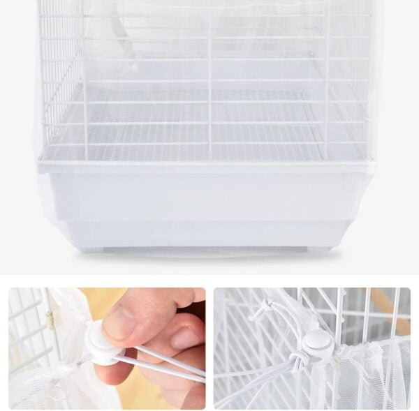 Cubierta de Malla para Pájaros, Furpaw Falda de Jaula de Nailon Universal Ajustable Suave, Grande Protector de Semillas Adecuado para Pájaros Loro Canario Gris Africano Agapornis - Image 2