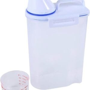Dispensador de alimentos secos, juego de contenedores de almacenamiento de alimentos para mascotas, dispensador de alimentos secos para perros y gatos, fácil vertido con taza, suministros para mascota