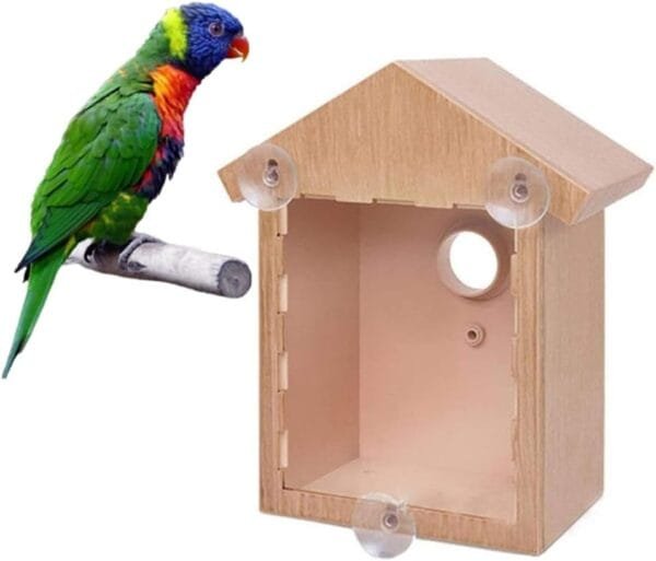 Loopunk Nido de cría de madera, jaula para loros, comederos para pájaros para colgar, accesorios para jaulas para loros - Image 2