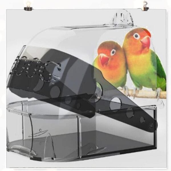 Bañera para pájaros, loros, bañera, comedero colgante, jaula para pájaros, bañera, caja de baño, accesorio para jaulas de pájaros para pequeños pájaros, pinzones, periquitos – 15,5 x 13 x 15,3 cm - Image 9