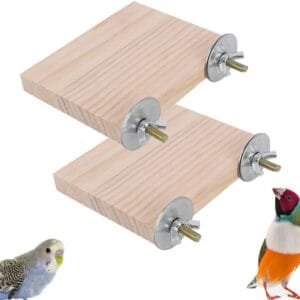 Esforzarse Plataforma para pájaros, 2 piezas, plataforma de madera para pájaros, accesorios para jaulas para loros, para loros, hámsters, jerbos, animales pequeños, (rectangular, 15 x 8 cm)