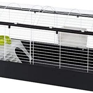 Ferplast Jaula Conejos CASITA 120 - Espaciosa, Techo Abatible, Escalera Frontal, Clips de Seguridad - Fácil Mantenimiento, Accesorios Incluidos - Eco-Sostenible - 119 x 58 x h 60 cm
