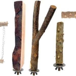 SEWOART Jaula para pájaros de madera, juguete para masticar para loros, columpio de pájaros, perchas para jaulas de pájaros, accesorios para juguetes, soporte para pájaros, perca tosu