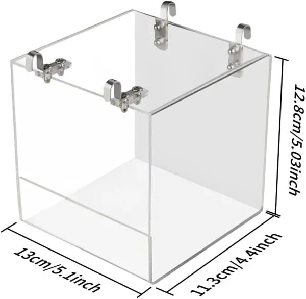 Aceshop Bañera para Pájaros Cuenco de Baño Acrílico Transparente Caja de Baño para Casa de Baño Accesorio de Jaula para Pájaros con Ganchos para Pájaros Pequeños, Pinzón, Canario 12.8 * 11.3 * 13 cm - Image 7