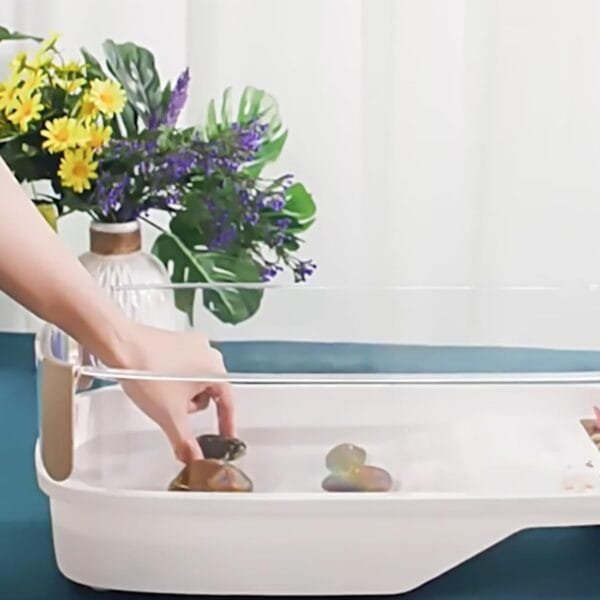 Limtula Hábitat de tortugas con plataforma terrario para alimentación de tortugas de mascotas, hábitat de cría, casa transparente - Image 2