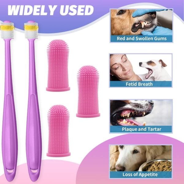 5 Paquetes Cepillo Dientes Perro, 360º Cepillo de Dientes para Perros de Dedo,Kit de Cepillo de Dientes de Limpieza de Dientes de Silicona para Cachorros, Gatos y Mascotas Pequeñas Cuidado(Rosa) - Image 6
