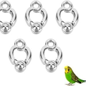 5 anillos de pata de loro, cadena de metal para mascotas, pájaros, apertura, anillo de entrenamiento, accesorios para jaula de loros (Nº 5)