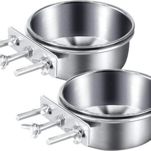Tazas de comida para pájaros, cuenco extraíble de acero inoxidable para loros, cuencos de comida para loros, cuenco de comedero para pájaros con abrazadera, tazas de plato de alimentación para pájaros